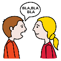 Pictograma de dúas persoas falando