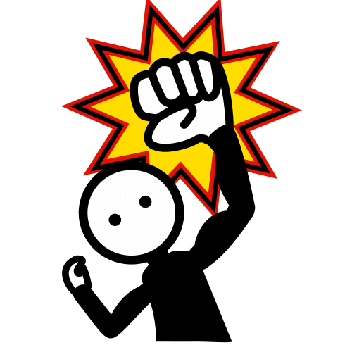 Un moneco co puño en alto