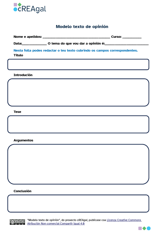 Modelo texto de opinión