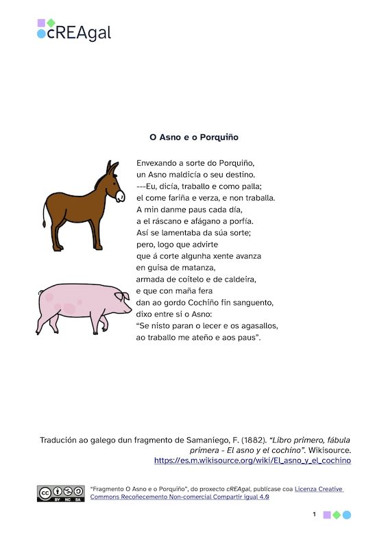 Fragmento de O Asno e o Porquiño