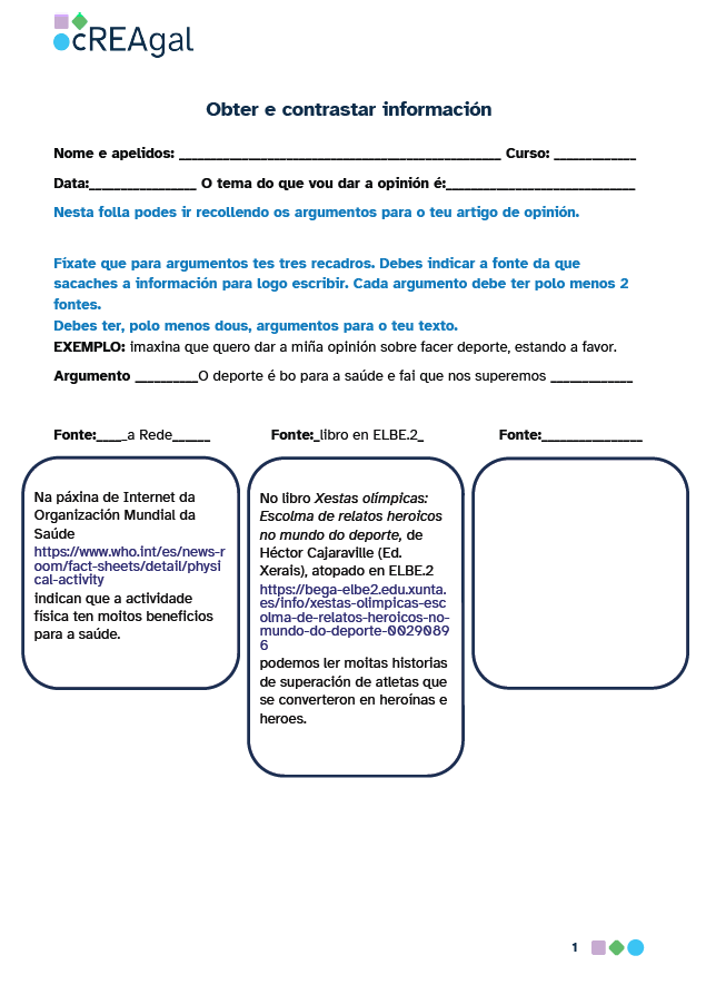 Obter e contrastar información