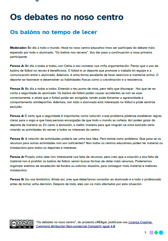 Accede ao arquivo de descarga. Abre nunha xanela nova. Os debates no noso centro