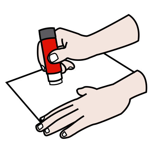 Pictograma dunha man pegando nunha folla