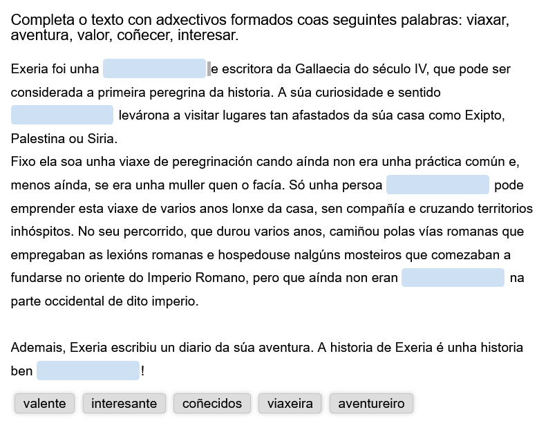Completa o texto con adxectivos