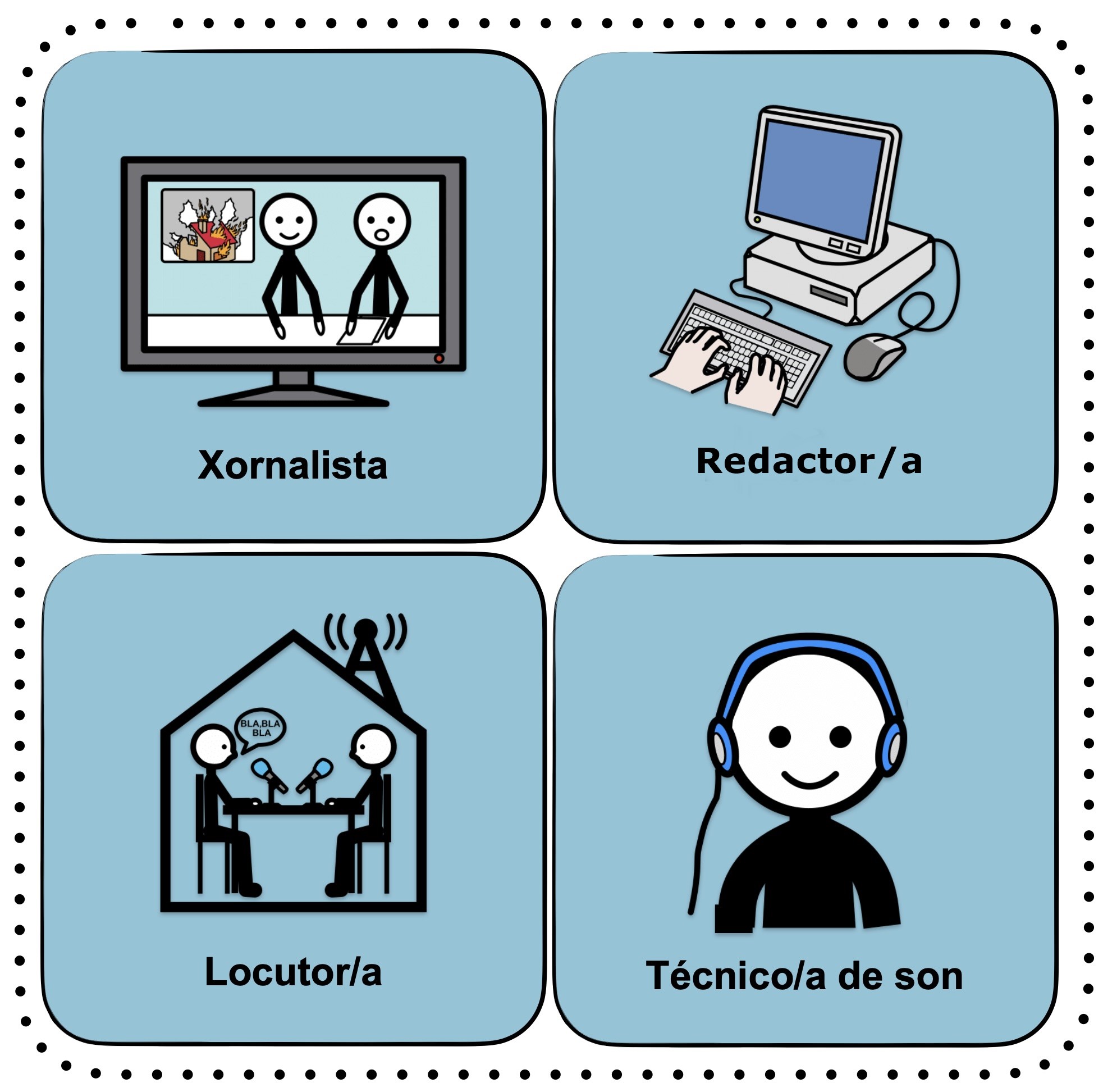 Pictograma que representa as profesións da radio