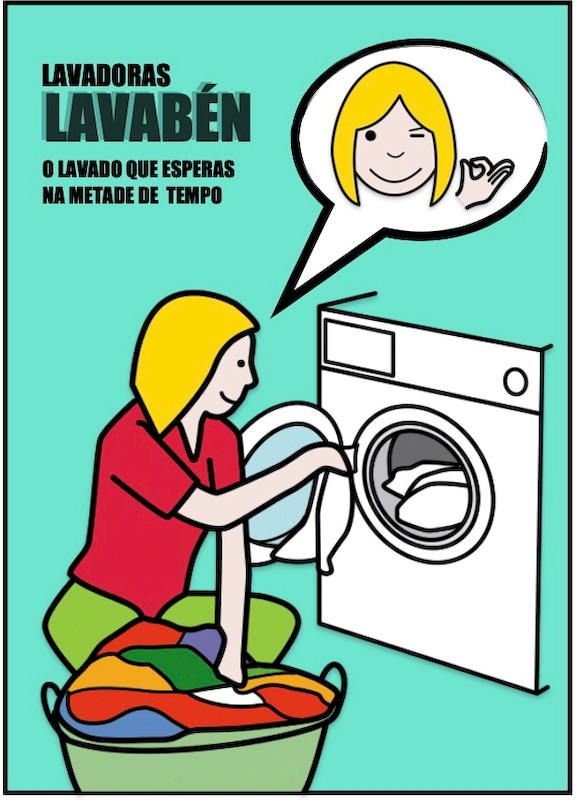 Imaxe dunha muller poñendo a lavadora