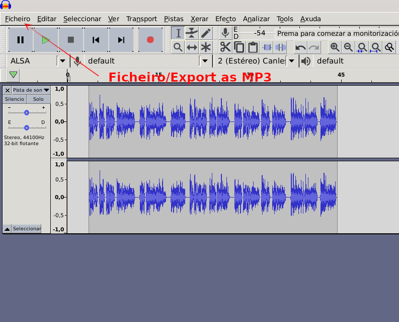 Exportar son con Audacity