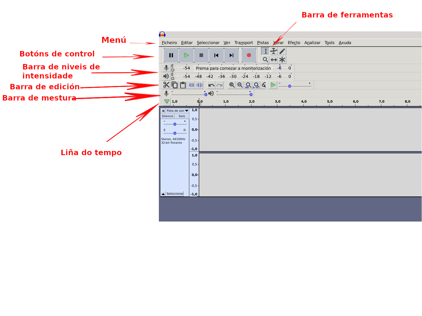 Entorno de traballo de Audacity