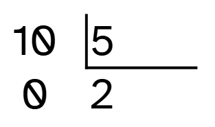 División exacta 10 entre 5
