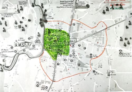 Mapa coloreado (cREAgal) Mapa con zona verde coloreada y zona roja delimitada