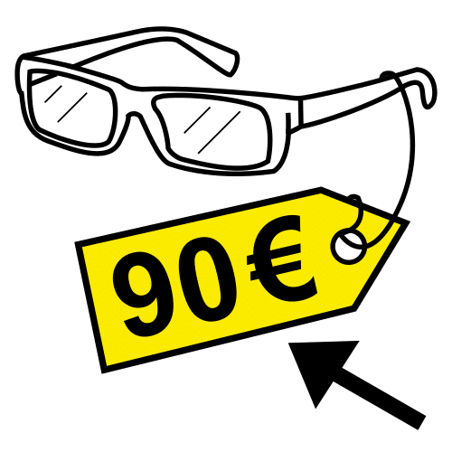 Gafas con etiqueta del precio.