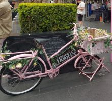Bicicleta en un jardín