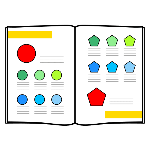 Catálogo con diferentes figuras geométricas