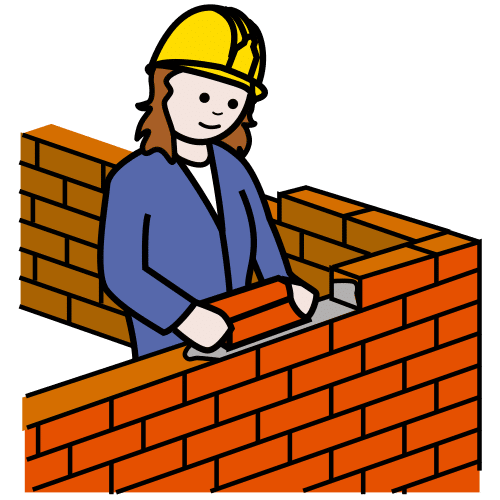 Chica haciendo un muro de ladrillos