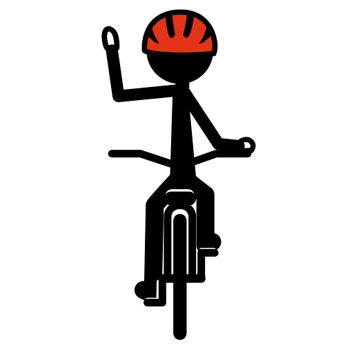 Ciclista indicando giro a la izquierda