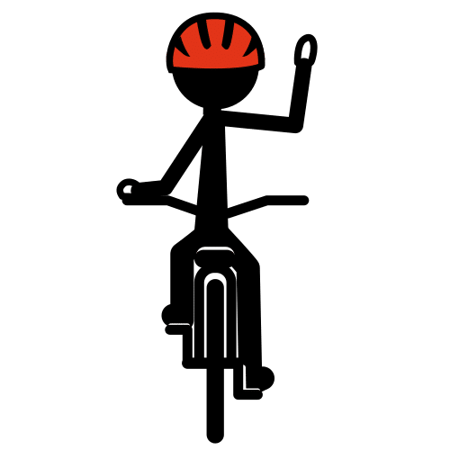 Ciclista indicando giro a la izquierda reflejado