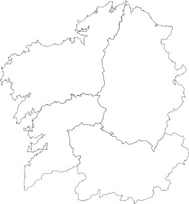 Plantilla en blanco de un mapa de Galicia 