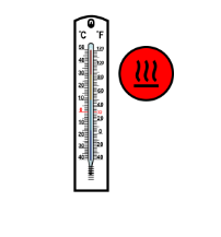 Pictograma que representa la temperatura máxima de un lugar