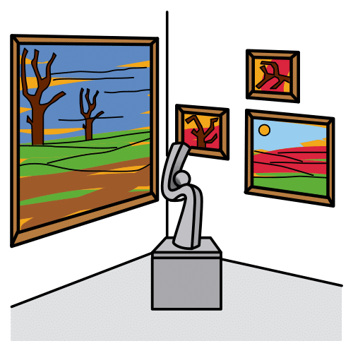 Pictograma que representa unha exposición de arte