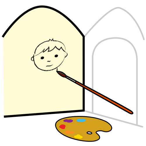 Pictograma que reprensenta pintar a unha persoa