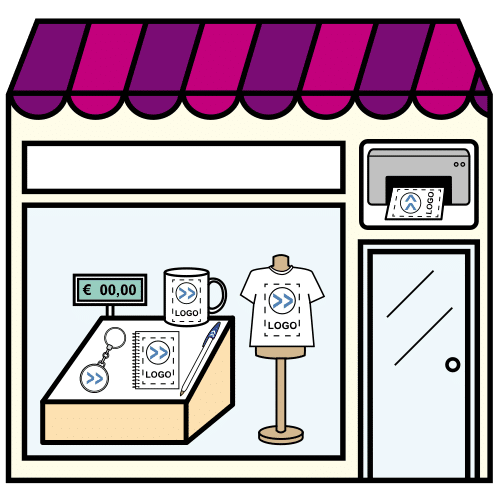 Serigrafía (ARASAAC) Pictograma que representa unha tenda de serigrafía