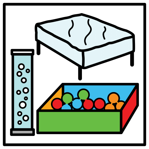 Aula multisensorial (Arasaac) Imaxe que representa unha instalación sensorial