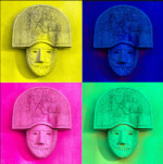 Peliqueiro Arte Pop Composición dunha máscara de peliqueiro en catro variacións de cor