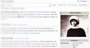 Galipedia Elisa Patiño Captura do sitio web Galipedia