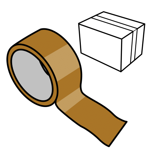 Pictograma onde se mostra unha fita adhesiva de cor marrón.