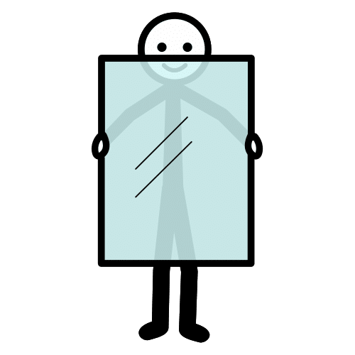 Pictograma dunha persoa que amosa un papel transparente