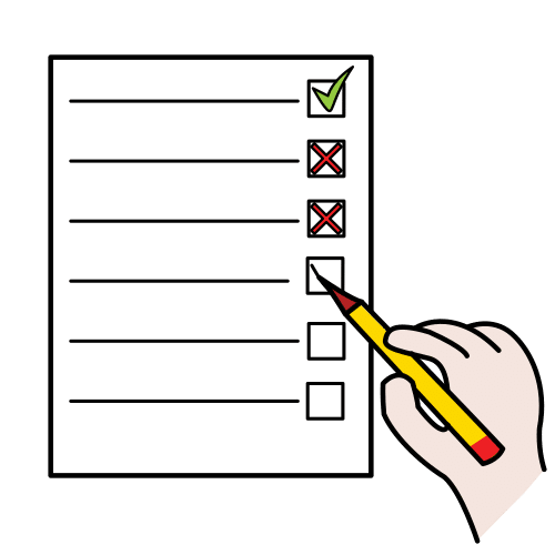 Comprobar Pictograma que representa a comprobación dos resultados do proxecto