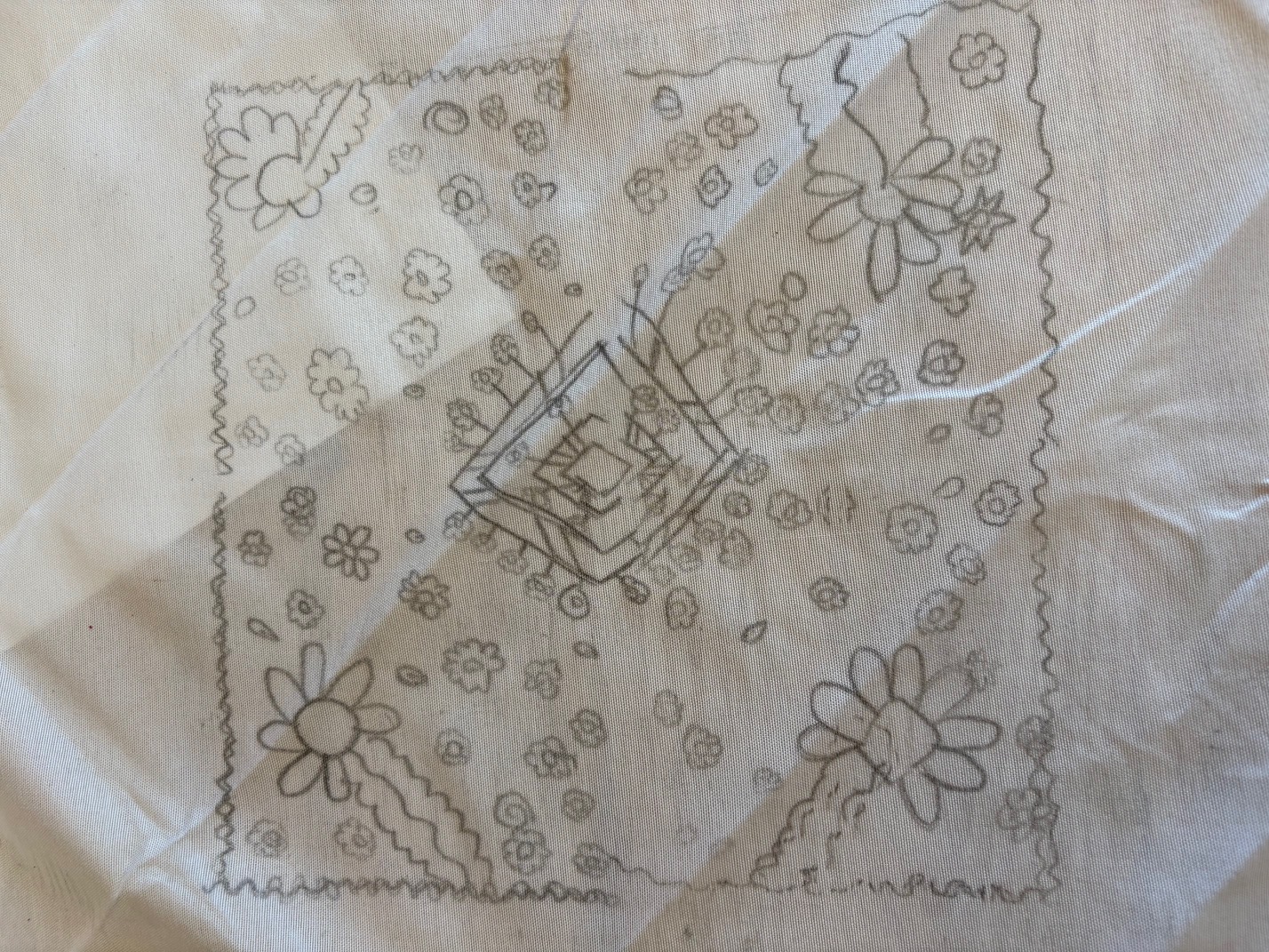 Imaxe do pano co deseño calcado en lapis