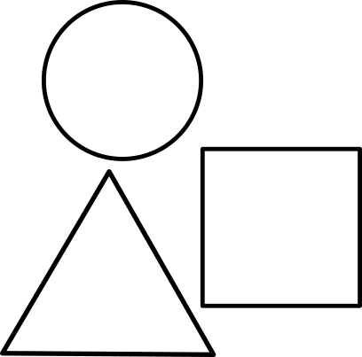 Debuxo cun círculo, un cadrado e un triángulo.