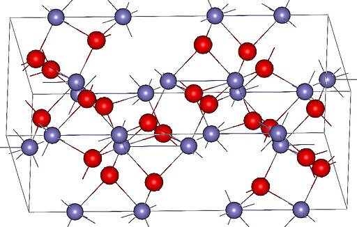 Disposición atómica ordenada na estrutura cristalina da hematita