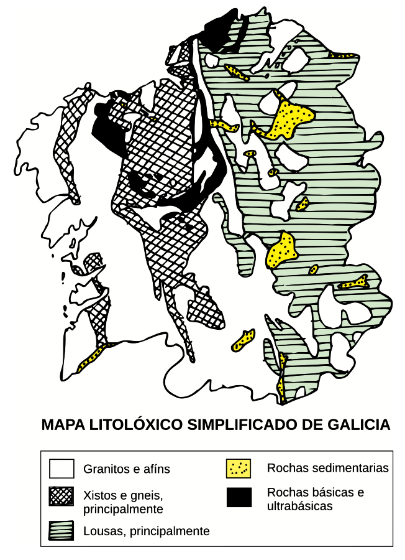 Mapa litolóxico de Galicia