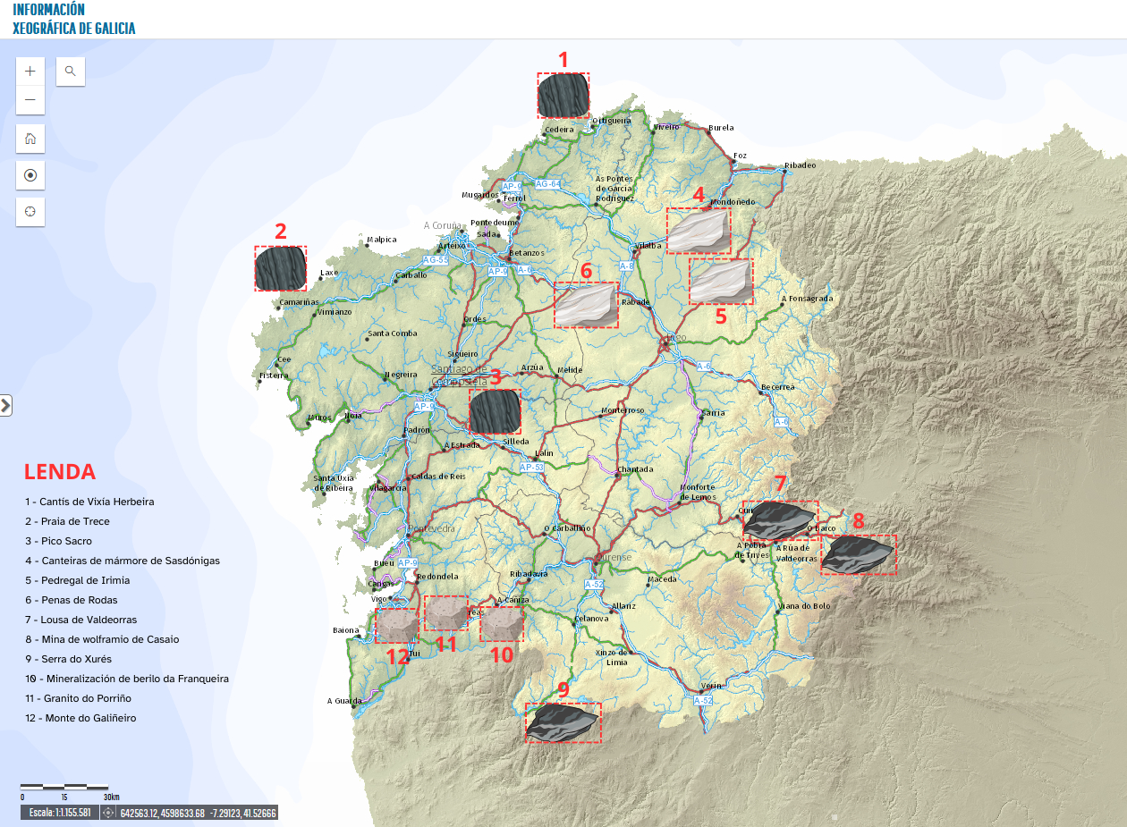 Mapa do Xeoparque Galaico