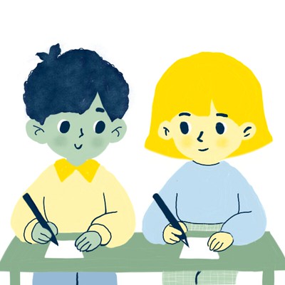 Imagen de chica y chico trabajando