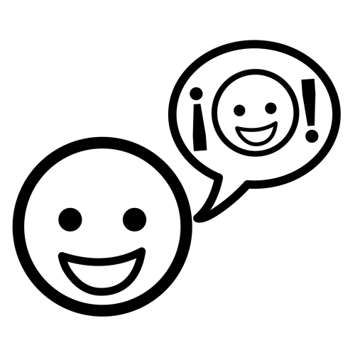 Imagen de una cara con un bocadillo y otra cara dentro entre signos de exclamación