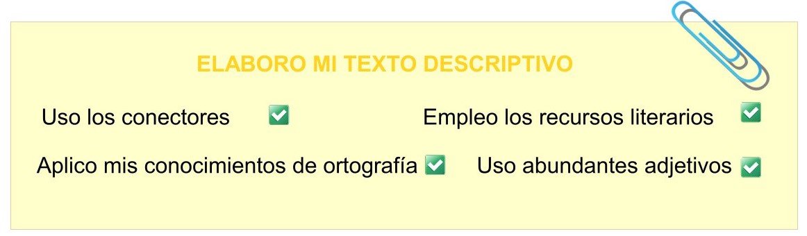 Imagen de la infografía elaboro mi texto descriptivo