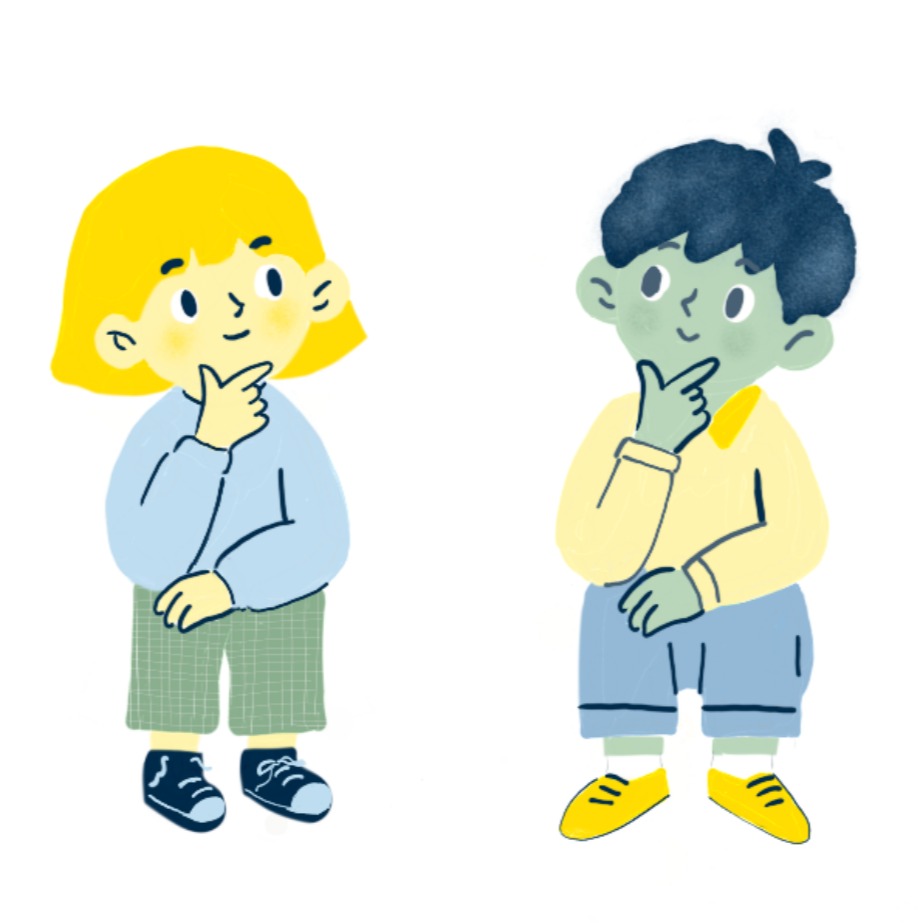 Ilustración en la que se puede ver a una chica y a un chico pensando