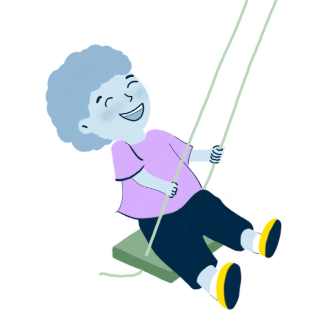 Ilustración en la que se puede ver a un niño contento en el columpio