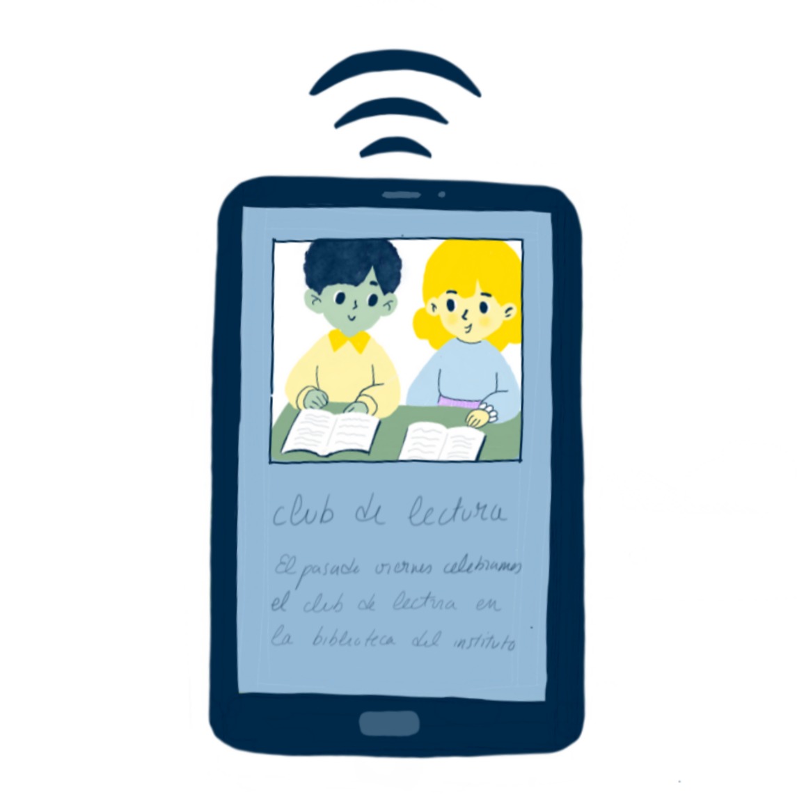 Ilustración en la que se puede ver un teléfono móvil