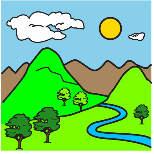 Pictograma de un paisaje montañoso