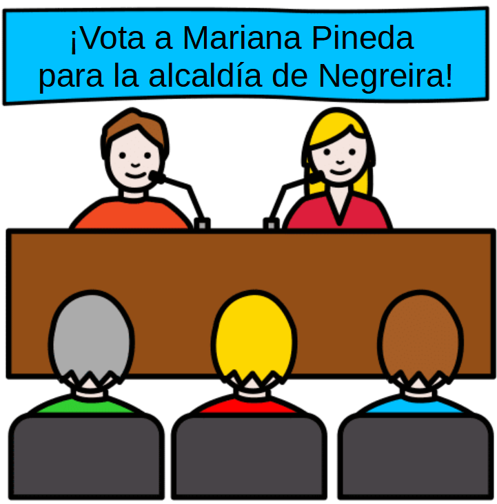 Mitin en una sala con el público sentado