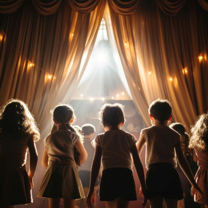 Niños de espalda ante el público