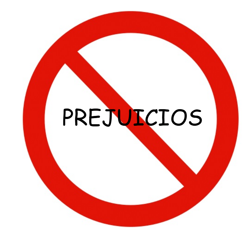 Símbolo prohoibido con la palabra prejuicios
