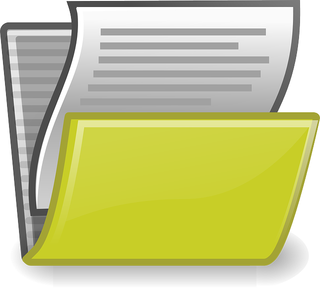 Carpeta dosier de la que sale un documento