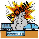 Choque de tren con onomatopeya