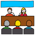 Personas dando una conferencia