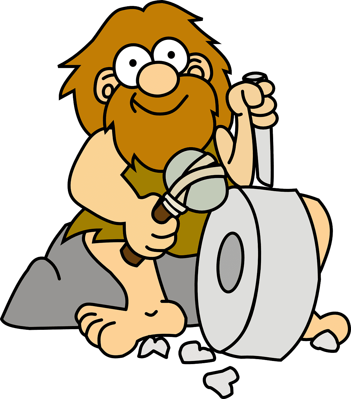 Troglodita con piedra en la mano